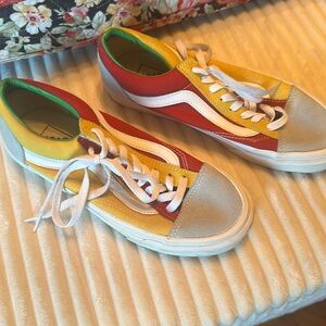 Gently worn vans; primary colors; men 6.5/women 8